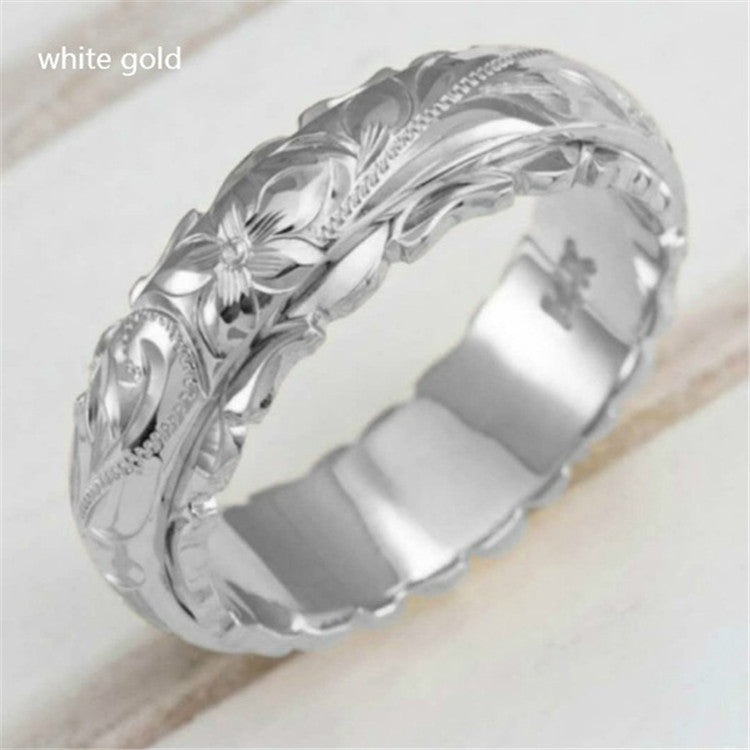 Wholesale Carved Rose Flower Metal Rings